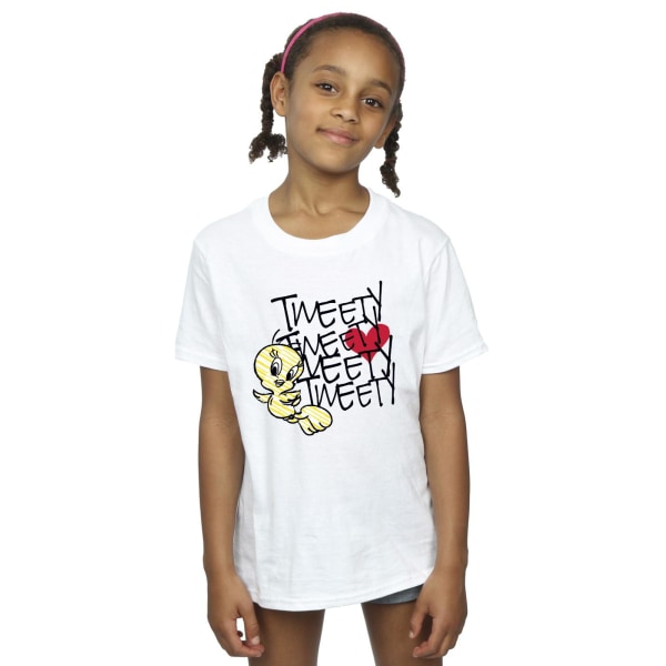 Looney Tunes Girls Tweety Love Heart Bomull T-shirt 7-8 år W White 7-8 Years