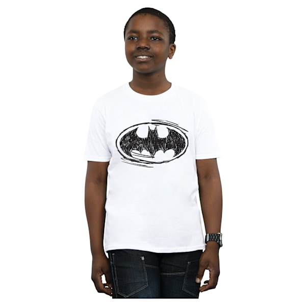 DC Comics Boys Batman Sketch Logo T-Shirt 12-13 år Vit White 12-13 Years