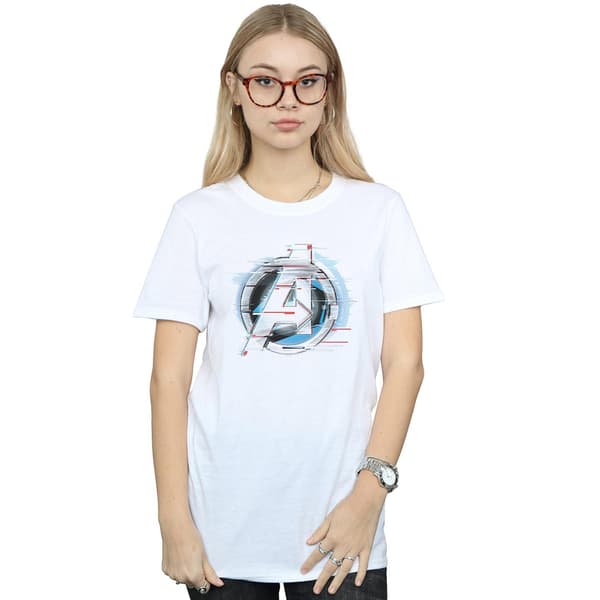 Marvel Womens/Ladies Avengers Endgame Team Tech Logo Bomullspojke White L