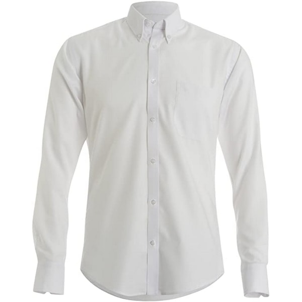 Kustom Kit Herr Oxford Slim Långärmad Skjorta 13.5in Vit White 13.5in