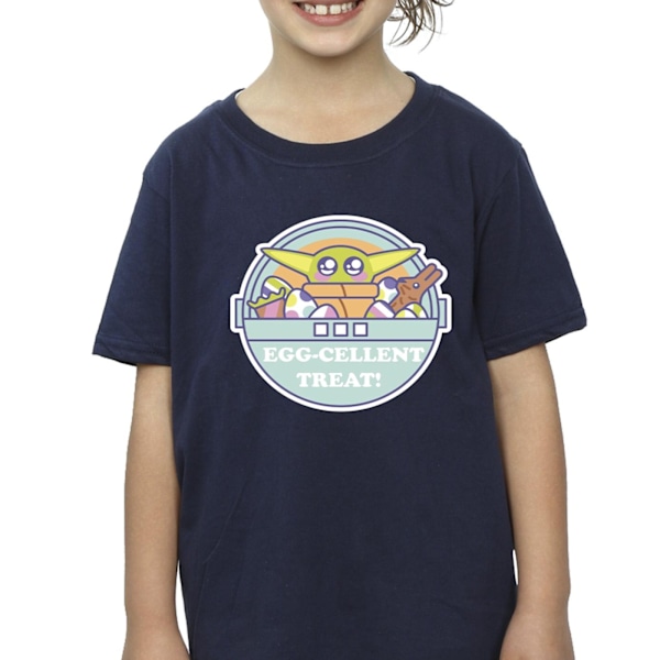 Star Wars Girls The Mandalorian Eggcellent Easter Bomull T-Shir Navy Blue 12-13 Years