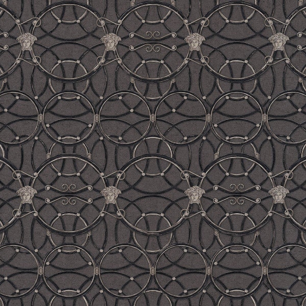 Versace La Scala Del Palazzo Geometrisk texturerad tapet One S Black/Silver One Size