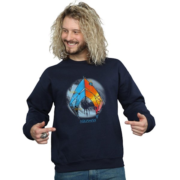 DC Comics Herr Aquaman Tropical Logo Sweatshirt M Marinblå Navy Blue M