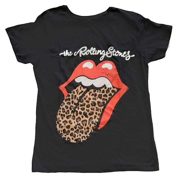 The Rolling Stones Dam/Dam Leopard Tongue Bomulls T-shirt Black 14 UK