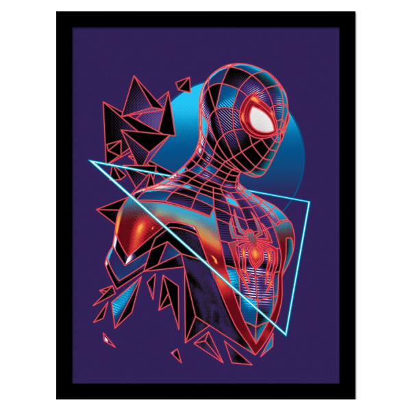 Spider-Man geometrisk inramad affisch 40cm x 30cm Lila/Blå/Röd Purple/Blue/Red 40cm x 30cm
