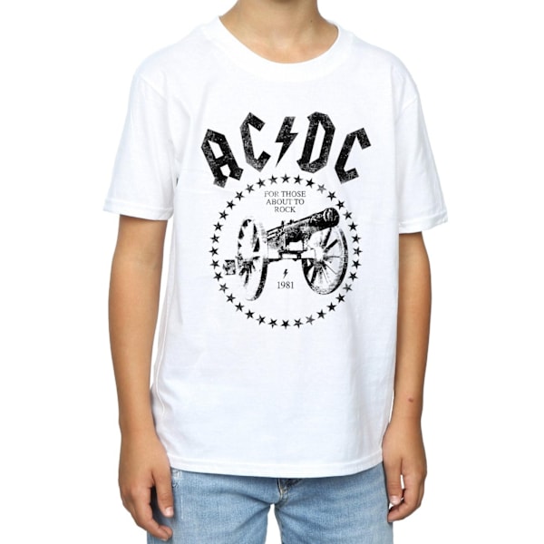 AC/DC Boys We Salute You Cannon T-shirt 7-8 år Vit White 7-8 Years