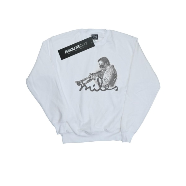 Miles Davis Mens Profile Sketch Sweatshirt L Vit White L