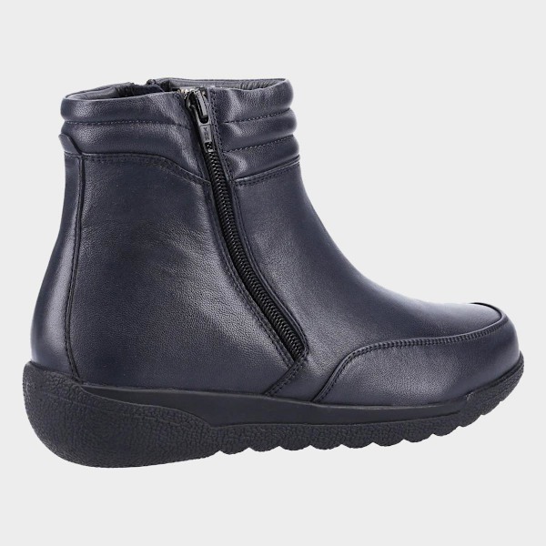 Fleet & Foster Dam/Damer Marocko Dubbel Dragkedja Läder Ankel Boots Navy 7 UK