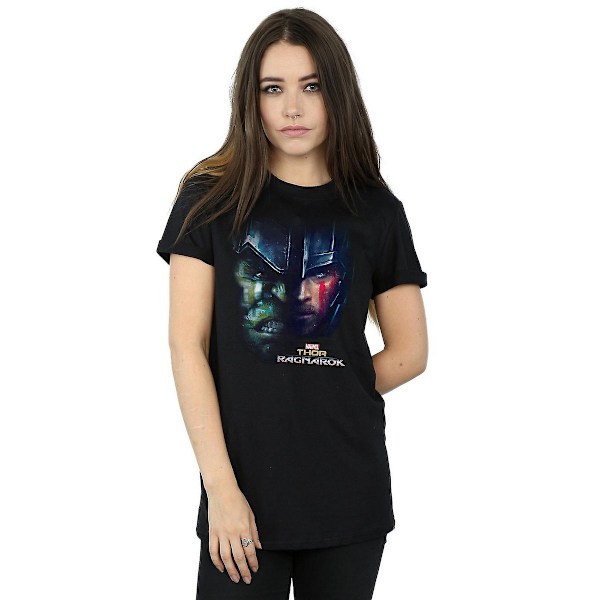 Thor: Ragnarok Dam/Kvinnor Hulk Split Face Bomull Boyfriend T Black 3XL