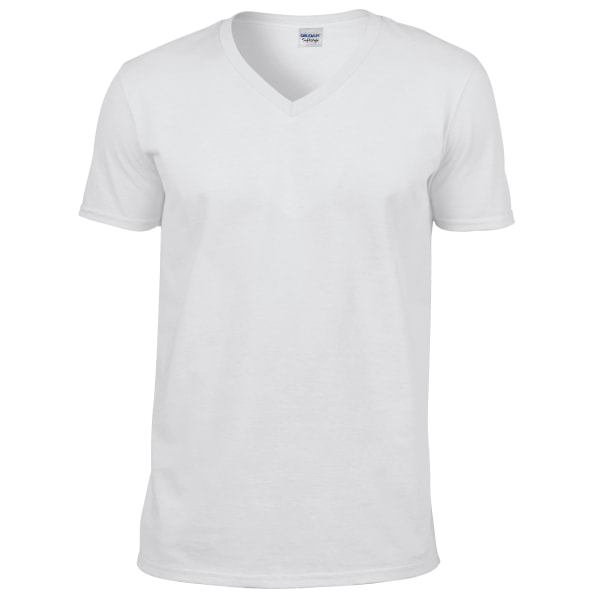 Gildan Mens Soft Style V-Neck Kortärmad T-Shirt XL Vit White XL