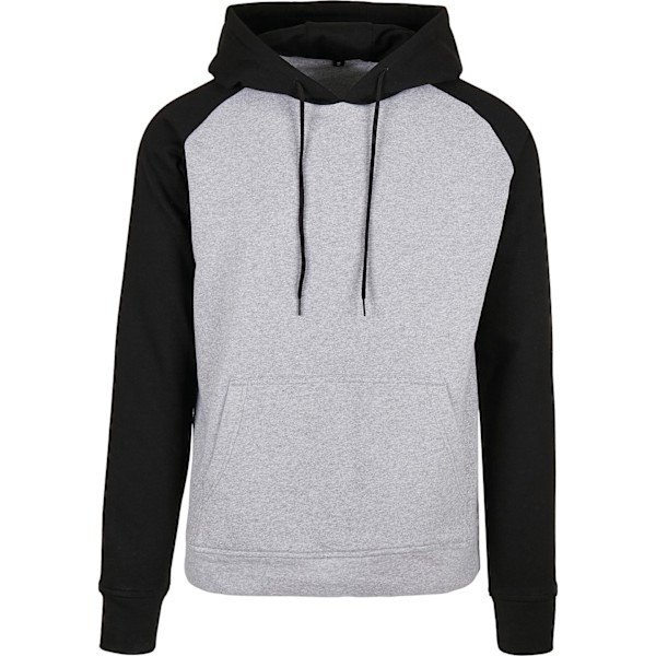 Bygg ditt varumärke Herr Basic Raglan Hoodie 4XL Heather Grey/Black Heather Grey/Black 4XL