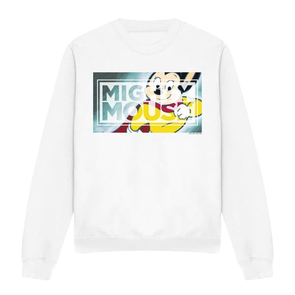 Mighty Mouse Unisex Vuxen Mighty Rectangle Sweatshirt XL Vit White XL