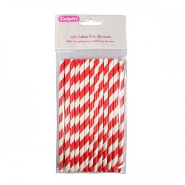 Culpitt Paper Candy Stripe Cake Pop sugrör (förpackning med 25) One Siz Red/White One Size