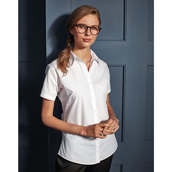 Premier Dam/Kvinnors Supreme Heavy Poplin Kortärmad Arbetsskjorta White 8