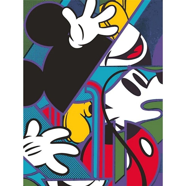 Disney Cubism Mickey Mouse inramad affisch 80cm x 60cm Vit/Röd/ White/Red/Yellow 80cm x 60cm