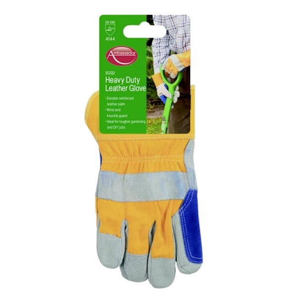 Ambassador Deluxe Unisex Tunga Läderhandskar En Storlek Gul Yellow/Blue One Size