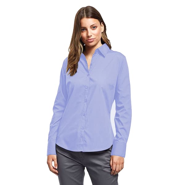 Premier Dam/Kvinnor Poplin Långärmad Blus 10 Ljusblå Light Blue 10