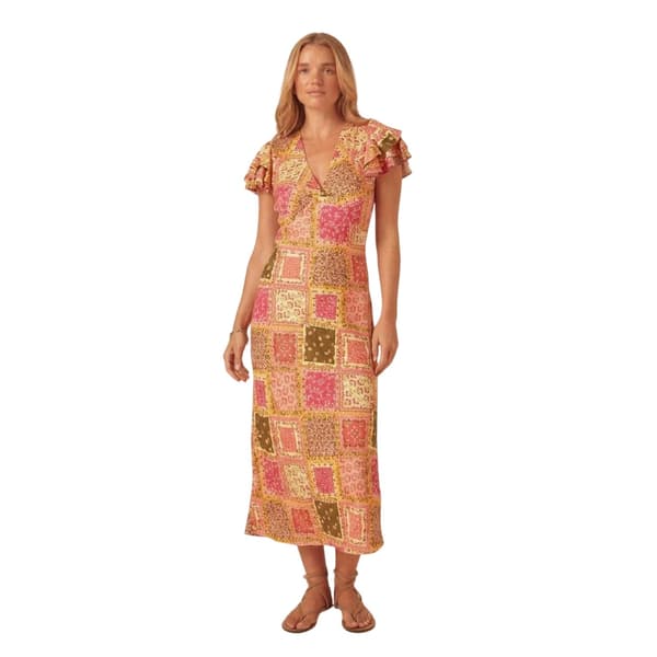 Nobody´s Child Dam Layla Blommig Patchwork V-ringad Midi Multicoloured 16 UK