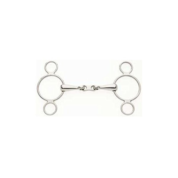 Lorina French Link 2 Ring Continental Horse Gag 6in Silver Silver 6in