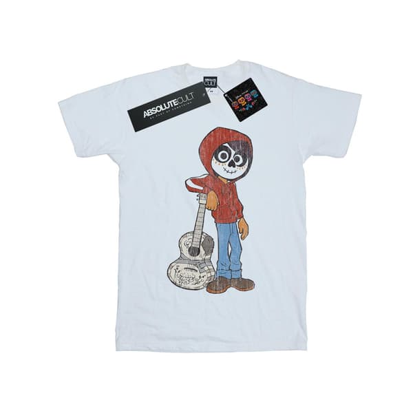Disney Flickor Coco Miguel Med Gitarr Bomulls T-shirt 7-8 År Vit White 7-8 Years