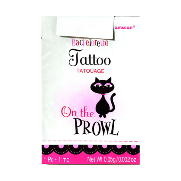 Amscan On The Prowl Black Cat Bachelorette Temporary Tattoo One Black One Size