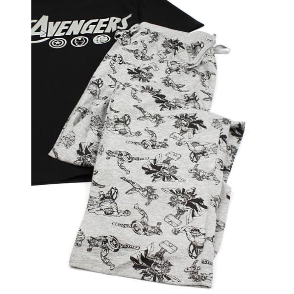 The Avengers Mens Logo Pyjamas Set L Svart/Grå Black/Grey L