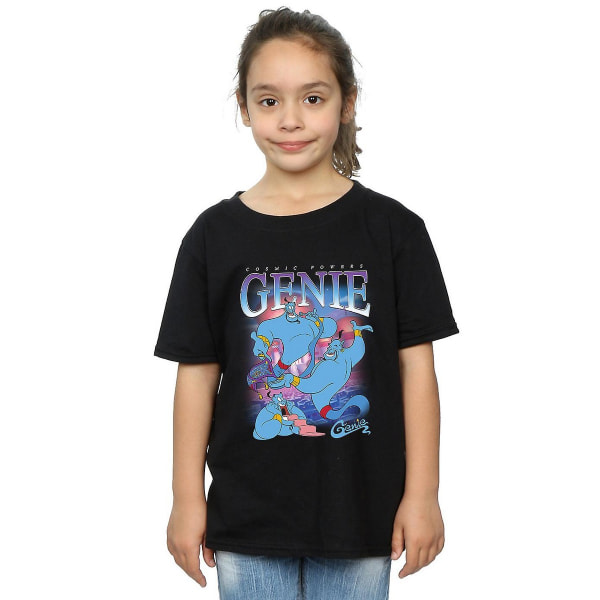 Aladdin Girls Genie Montage bomull T-shirt 5-6 år svart Black 5-6 Years