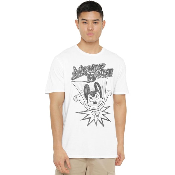 Mighty Mouse Herr T-shirt Bursting Out XXL Vit White XXL