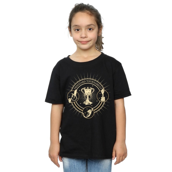Harry Potter T-shirt i bomull med Triwizard-sigill för flickor, 7-8 år, svart Black 7-8 Years