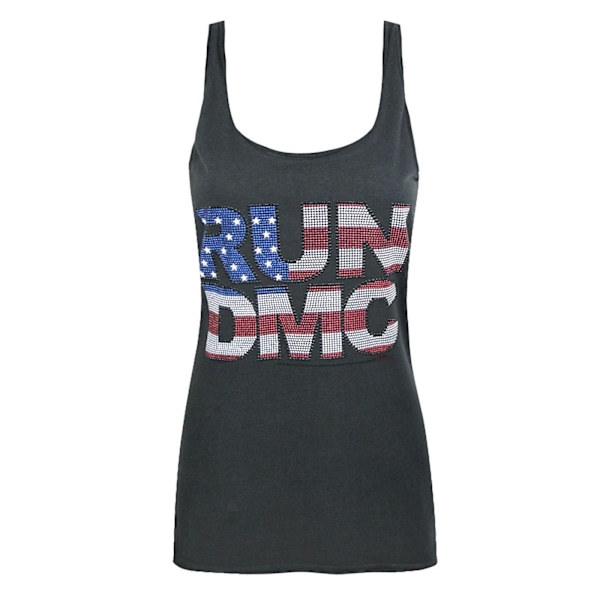 Amplified Womens/Ladies Run DMC USA Diamante Tank Top S Charcoa Charcoal S