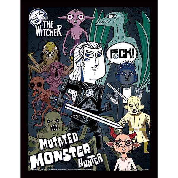 The Witcher Design 1 Inramad Poster 40cm x 30cm Flerfärgad Multicoloured 40cm x 30cm