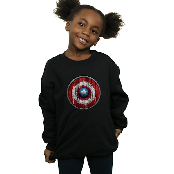 Marvel Girls Captain America Träsköld Sweatshirt 5-6 år Black 5-6 Years
