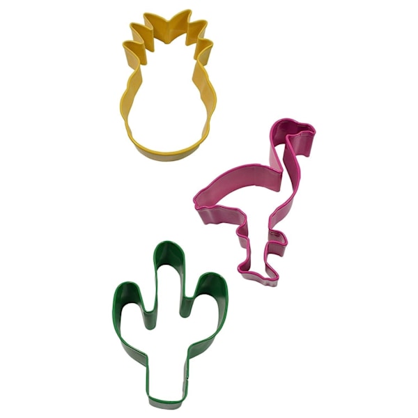 Anniversary House Tropical Poly-Resin-belagd kakform (3-pack) Yellow/Pink/Green One Size