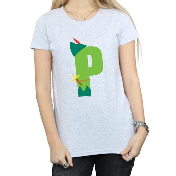 Disney Dam/Dam Alphabet P Är För Peter Pan Bomull T-shirt Sports Grey S