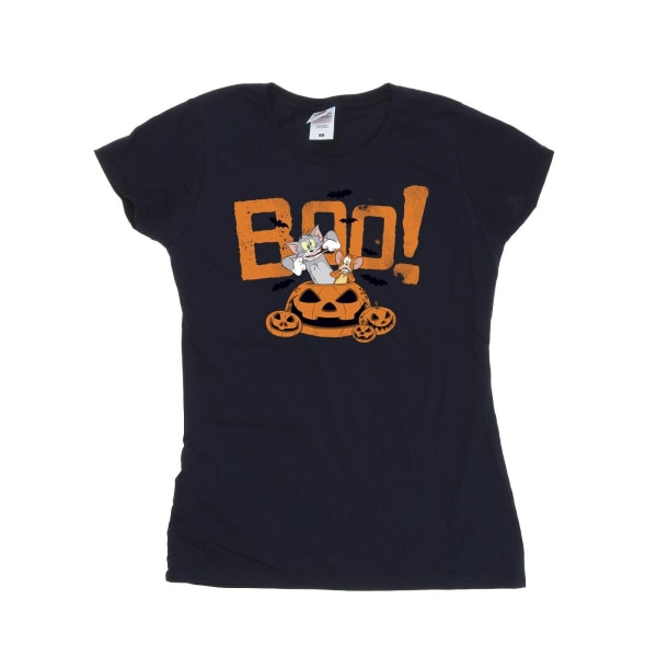 Tom & Jerry Dam/Kvinnor Halloween Boo! Bomull T-shirt S Marinblå Navy Blue S