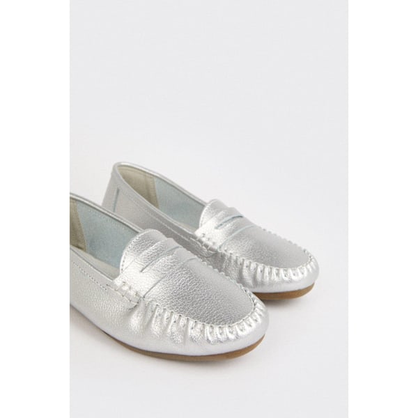 Good For The Sole Dam/Kvinnor Nessa Läder Loafers 4 UK Silver Silver 4 UK