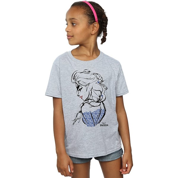 Frozen Elsa Sketch T-shirt för flickor 7-8 år Sports Grey Sports Grey 7-8 Years