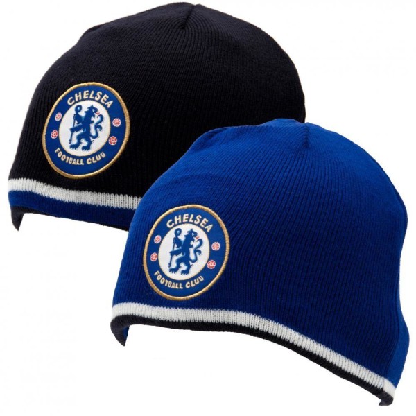 Chelsea FC Official Adults Unisex Vändbar Stickad Mössa One Si Navy/Royal Blue One Size