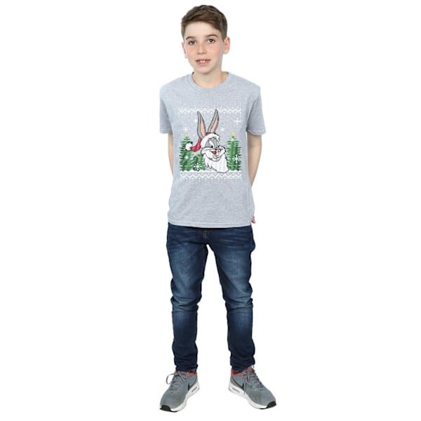 Looney Tunes Boys Bugs Bunny Jul Fair Isle T-shirt 7-8 år Sports Grey 7-8 Years