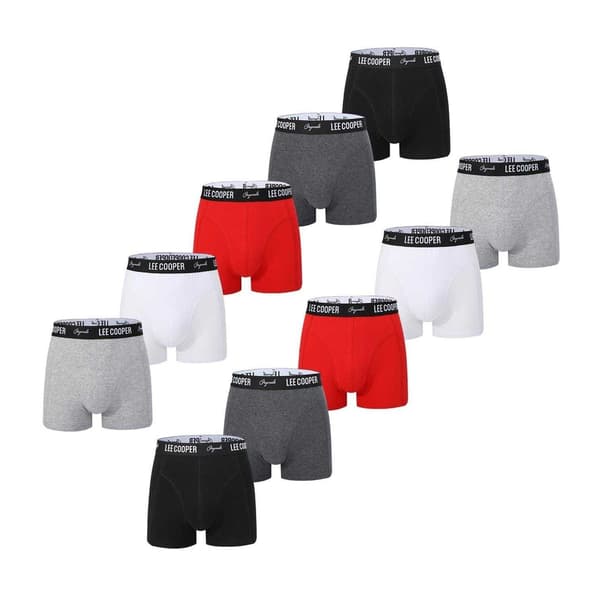 Lee Cooper Boxershorts för män (10-pack) L Svart/Grå/Röd/Vit Black/Grey/Red/White L