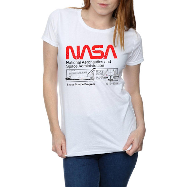 NASA Dam/Damer Classic Space Shuttle Bomull T-shirt XXL Vit White XXL