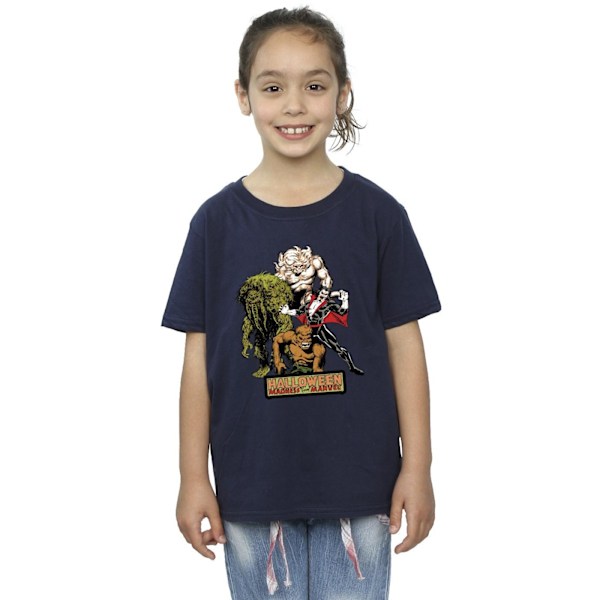 Marvel Girls Halloween Monsters Bomull T-shirt 9-11 år Marinblå Navy Blue 9-11 Years