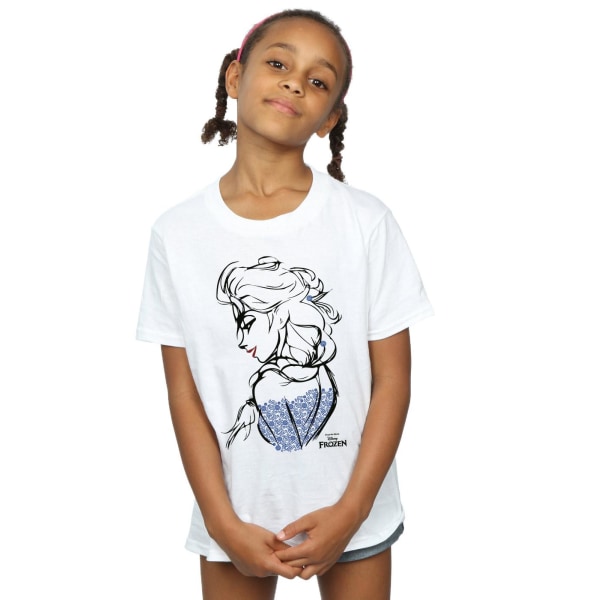 Frozen Girls Elsa Sketch T-Shirt 5-6 år Vit White 5-6 Years