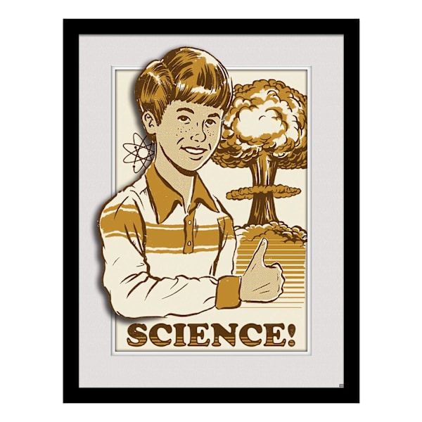Steven Rhodes Science Breakout inramad affisch 40cm x 30cm Kräm/ Cream/Brown/White 40cm x 30cm