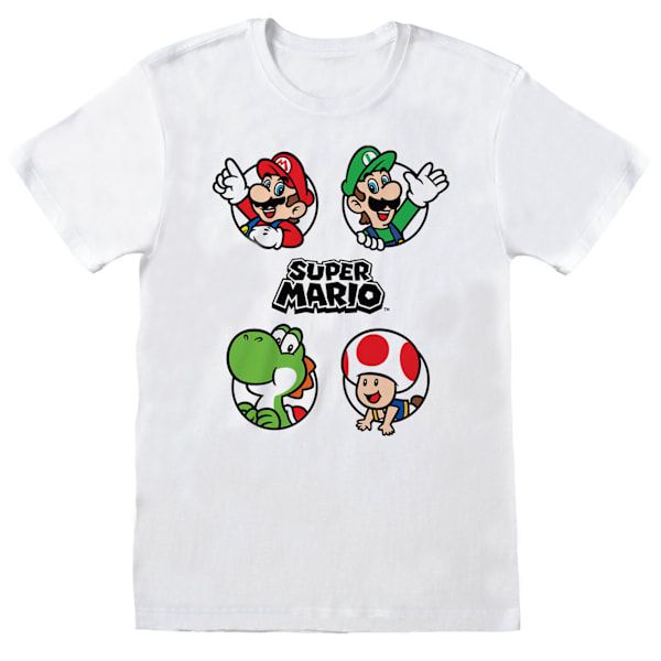 Super Mario Unisex Vuxen Cirkel T-shirt L Vit White L