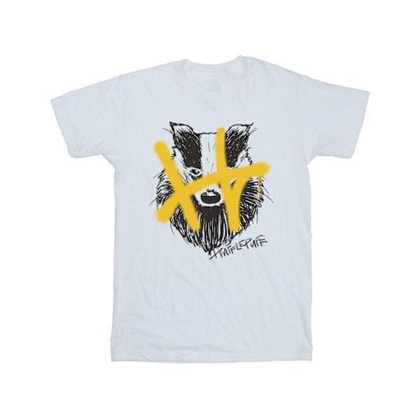 Harry Potter Pojkar Hufflepuff Pop Spray T-shirt 7-8 år Vit White 7-8 Years