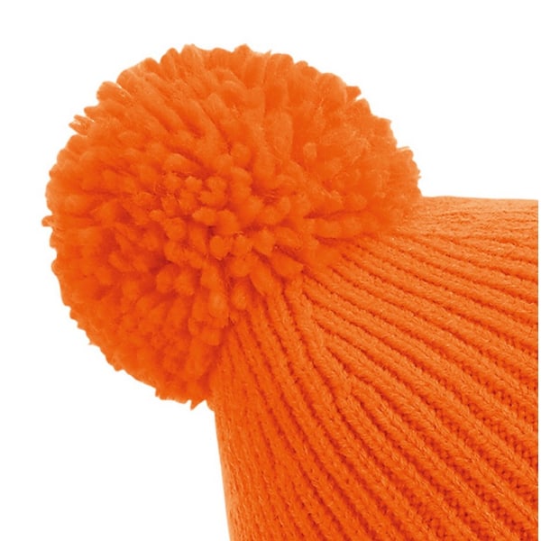 Beechfield Unisex Engineered Knit Ribbed Pom Pom Beanie One Siz Orange One Size