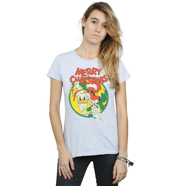 Disney Dam/Kvinnor Kalle Anka God Jul Bomull T-shirt Sports Grey S