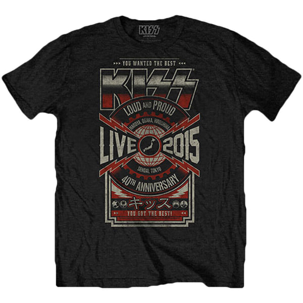 Kiss Unisex Vuxen Japan Live 2015 Print T-shirt bomull LB Black L