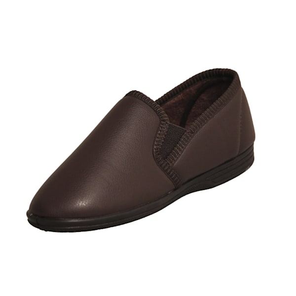 Zedzzz herr Ivor Grain Upper Twin Gusset tofflor 7 UK brun Brown 7 UK